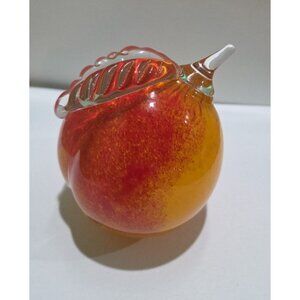 Ron Hinkle Glassworks Red Apple Art Glass Signed Retired  2003 Paperweight